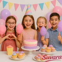 Geburtstag Mädchen Zucker von Suvara – Torte, Cupcakes und Zuckerwatte in Rosa, Pink und Lila für Kindergeburtstage