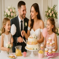 Hochzeit Zucker von Suvara – Hochzeitstorte, Cupcakes und Zuckerwatte in Weiß, Gold und Rosa als elegante Süßideen