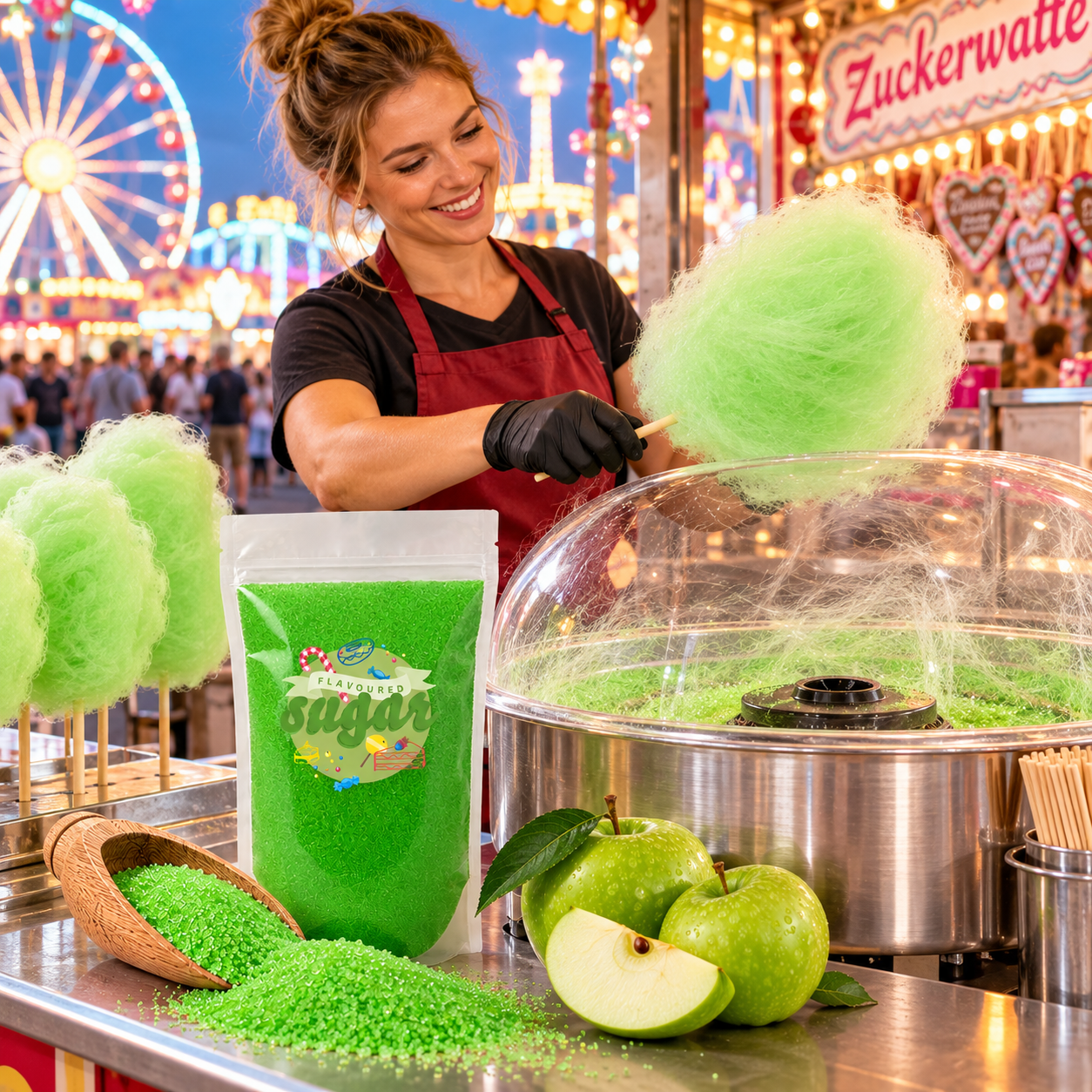 Preview: Aromazucker Zuckerwatte Zucker Apfel Grün 500 g