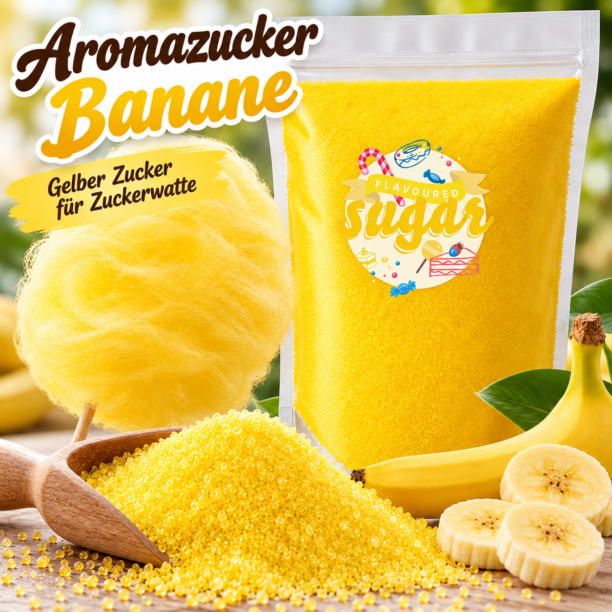 Preview: Aromazucker Zuckerwatte Zucker Banane Gelb 500 g