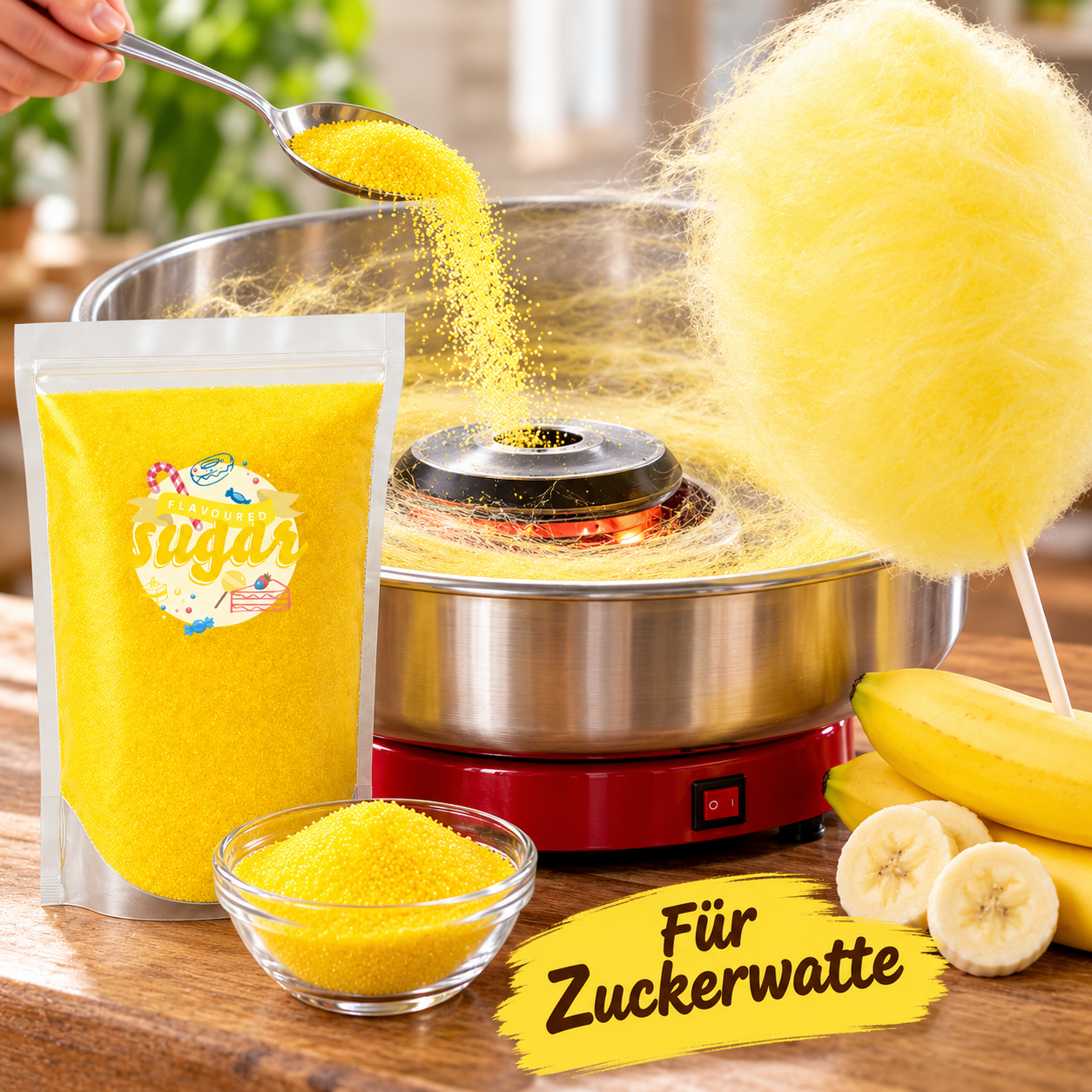 Preview: Aromazucker Zuckerwatte Zucker Banane Gelb 500 g