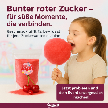 250g Suvara Aromazucker Zucker Zuckerwatte Kirsche Rot