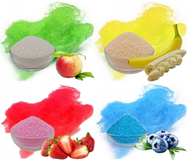 PARTY-SET Apfel Banane Erdbeer Heidelbeere 4 x 500 g für Zuckerwatte - Kopie