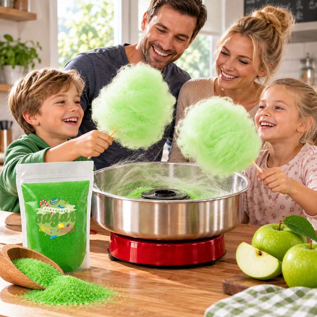 Aromazucker Zuckerwatte Zucker Apfel Geschmack Grün 250 g