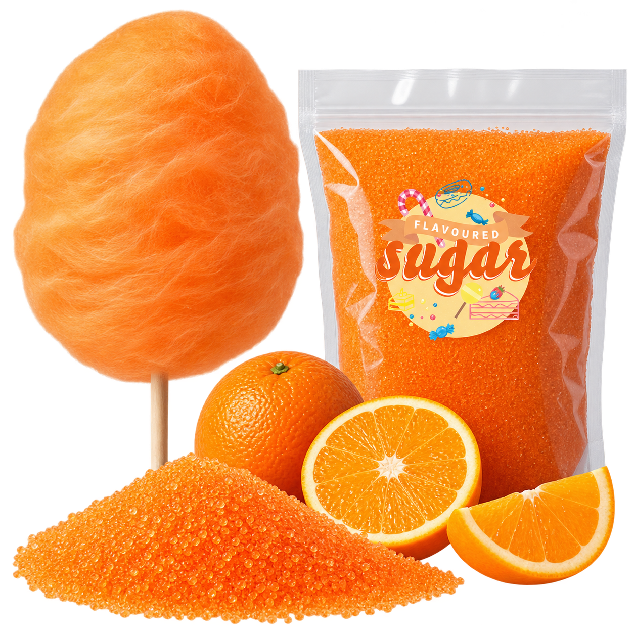Aromazucker Zuckerwatte Zucker Apfelsine Orange 100 g