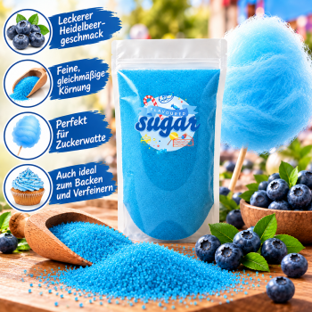 Aromazucker Zuckerwatte Zucker Heidelbeere Blau 1 kg