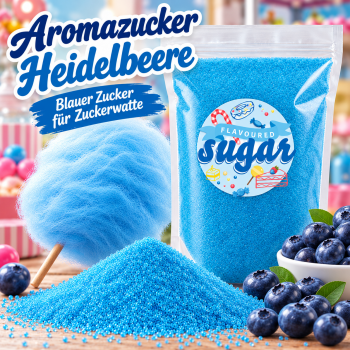 Aromazucker Zuckerwatte Zucker Heidelbeere Blau 1 kg