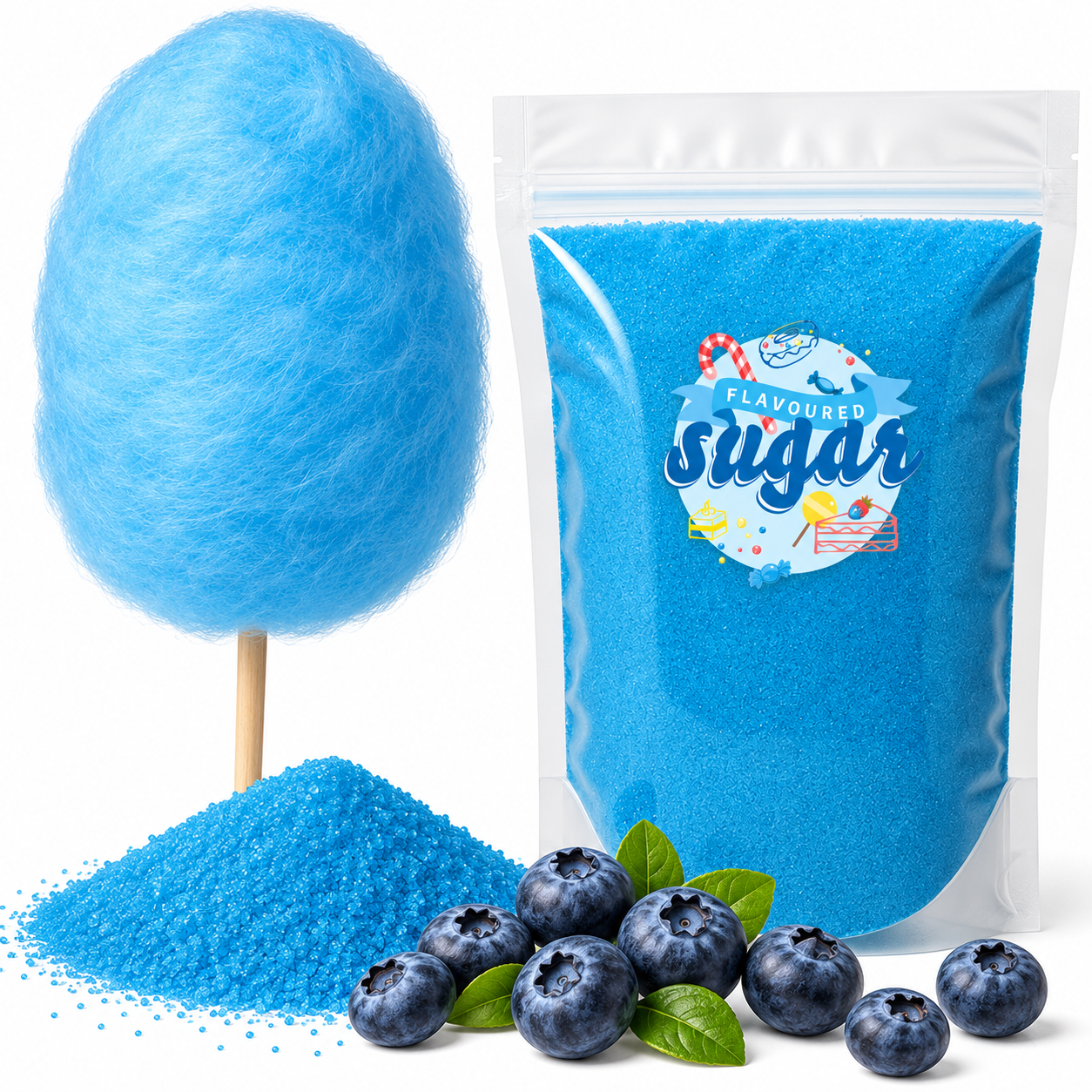 Aromazucker Zuckerwatte Zucker Heidelbeere Blau 250 g