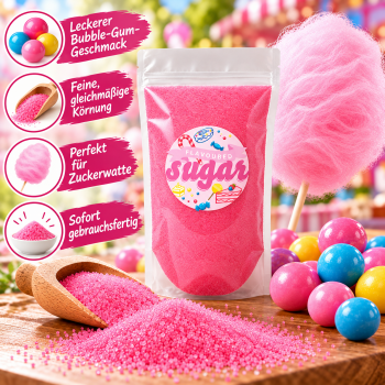 Aromazucker Zuckerwatte Zucker Bubble Gum Rosa 1 kg