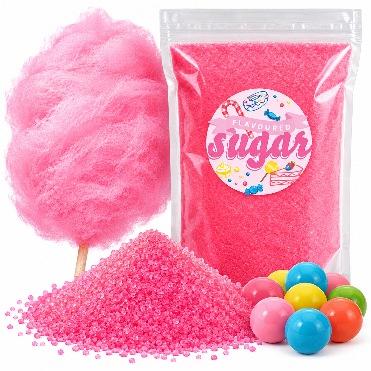 Aromazucker Zuckerwatte Zucker Bubble Gum Rosa 250 g