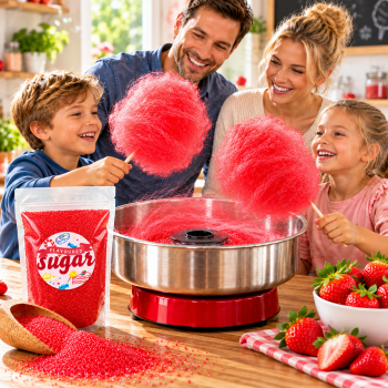 Preview: Aromazucker Zuckerwatte Zucker Erdbeer Rot 100 g