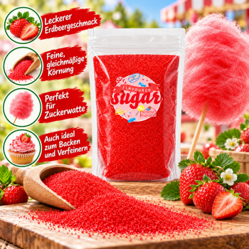 Aromazucker Zuckerwatte Zucker Erdbeer Rot 250 g