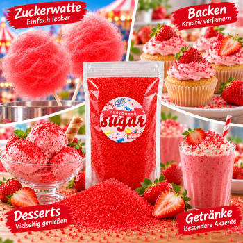 Aromazucker Zuckerwatte Zucker Erdbeer Rot 250 g