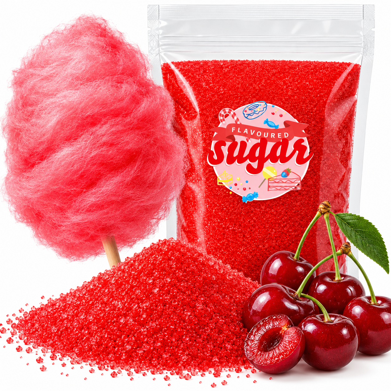 Aromazucker Zuckerwatte Zucker Kirsche Rot 250 g