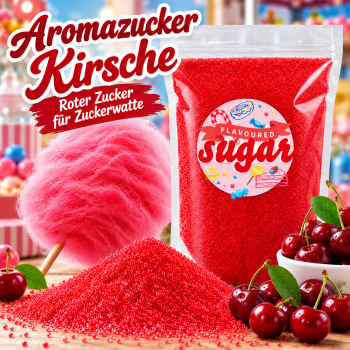 Aromazucker Zuckerwatte Zucker Kirsche Rot 250 g