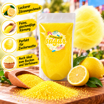 Aromazucker Zuckerwatte Zucker Zitrone Gelb 250 g