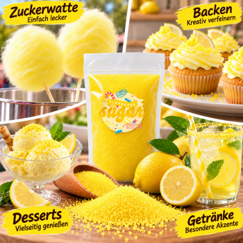 Aromazucker Zuckerwatte Zucker Zitrone Gelb 250 g