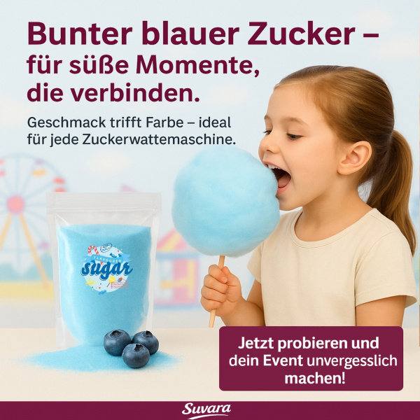 100g Suvara Aromazucker Zucker Zuckerwatte Heidelbeere Blau