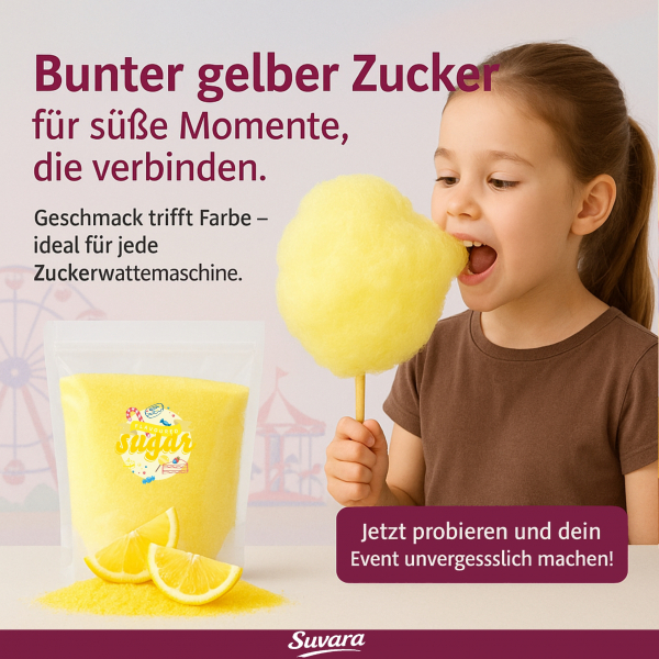 100g Suvara Aromazucker Zucker Zuckerwatte Zitrone Gelb