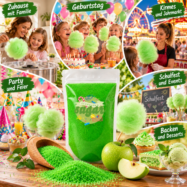 Aromazucker Zuckerwatte Zucker Apfel Grün 250 g