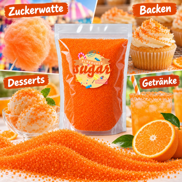 Aromazucker Zuckerwatte Zucker Apfelsine Orange 500 g
