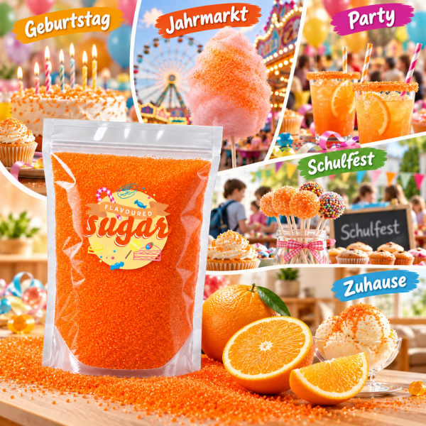Aromazucker Zuckerwatte Zucker Apfelsine Orange 500 g