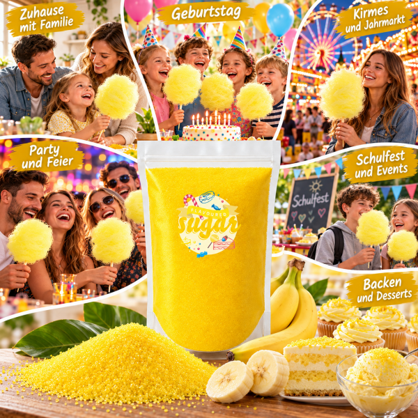 Aromazucker Zuckerwatte Zucker Banane Gelb 500 g