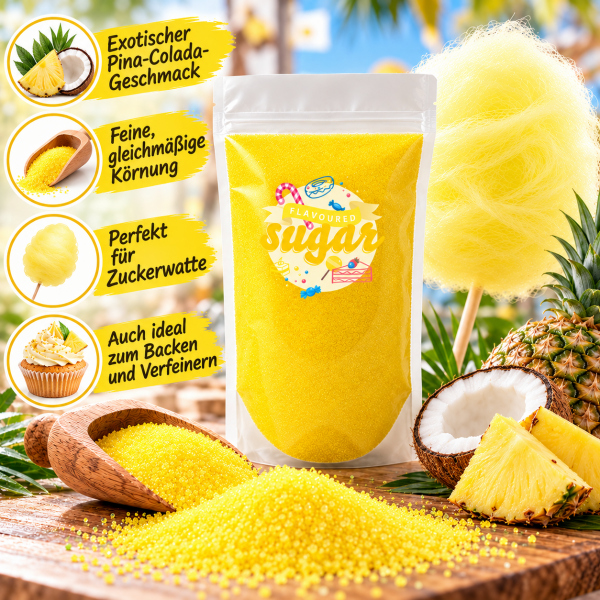 Aromazucker Zuckerwatte Zucker Pina-Colada Gelb 100 g