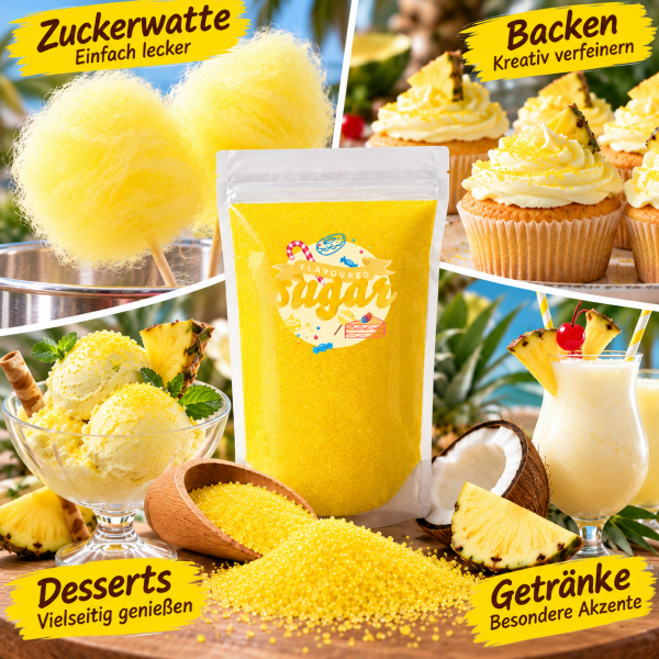 Aromazucker Zuckerwatte Zucker Pina-Colada Gelb 100 g