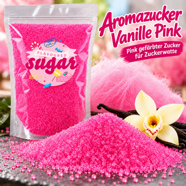 Aromazucker Zuckerwatte Zucker Vanille Pink 1 kg