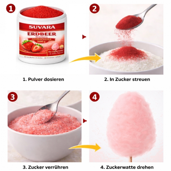 SUVARA Aroma Farbpulver Erdbeere Rot´Anwendung Zuckerwatte Popcorn