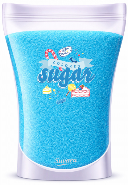 SUVARA Farbzucker Babyblau 100g – feiner Dekorzucker in zartem Blau für Candy Bar, Cupcakes und stilvolle Backdekorationen.