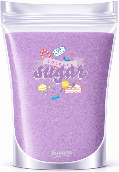 SUVARA Farbzucker Flieder 250g – dekorativer Dekorzucker für Candy Bar, Sweet Table und stilvolle Backideen.