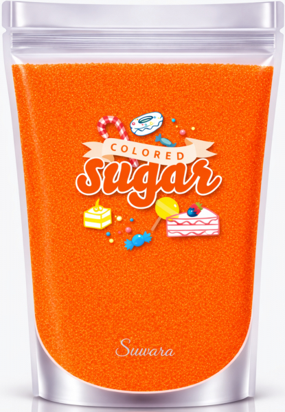 SUVARA Farbzucker Mandarinenorange 500g – hochwertiger Dekorzucker für Candy Bar, Backdeko und kreative Dessertgestaltung.