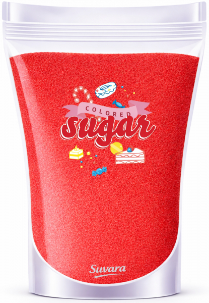 SUVARA Farbzucker Rot 500g – hochwertiger Dekorzucker für Candy Bar, Backdeko und kreative Dessertgestaltung.