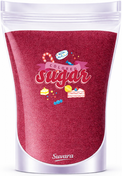 SUVARA Farbzucker Bordeaux 500g – hochwertiger Dekorzucker für Candy Bar, Backdeko und kreative Dessertgestaltung.