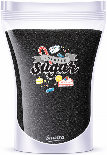 SUVARA Farbzucker Schwarz 1kg – vielseitiger Dekorzucker für Candy Bar, große Events und professionelle Backdekoration.